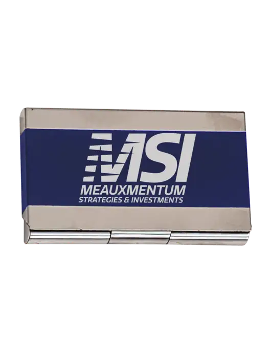 Blue 3.75 x 2.5 Business Card Holder w/Meauxmentum Logo
