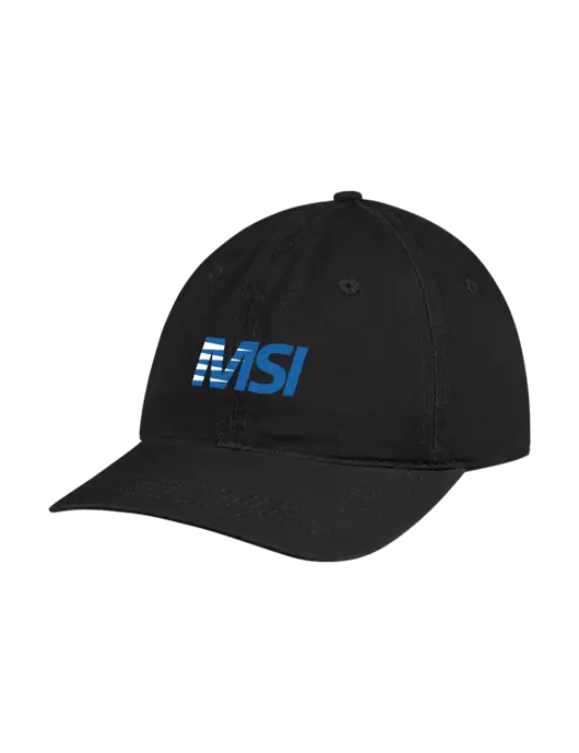 Garment Washed Unstructured Twill Black Cap w/MSI Icon logo