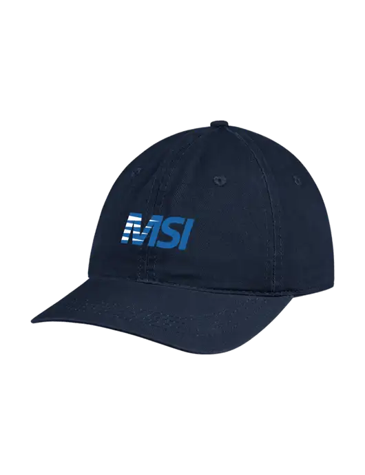 Garment Washed Unstructured Twill Navy Cap w/MSI Icon logo