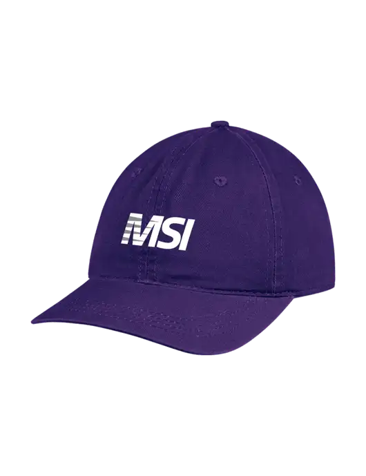 Garment Washed Unstructured Twill Purple Cap w/MSI Icon logo