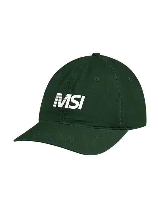 Garment Washed Unstructured Twill Dark Green Cap w/MSI Icon logo