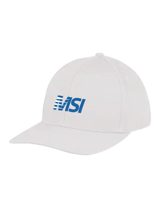 Premium Modern Structured Twill White Snapback Cap w/MSI Icon logo