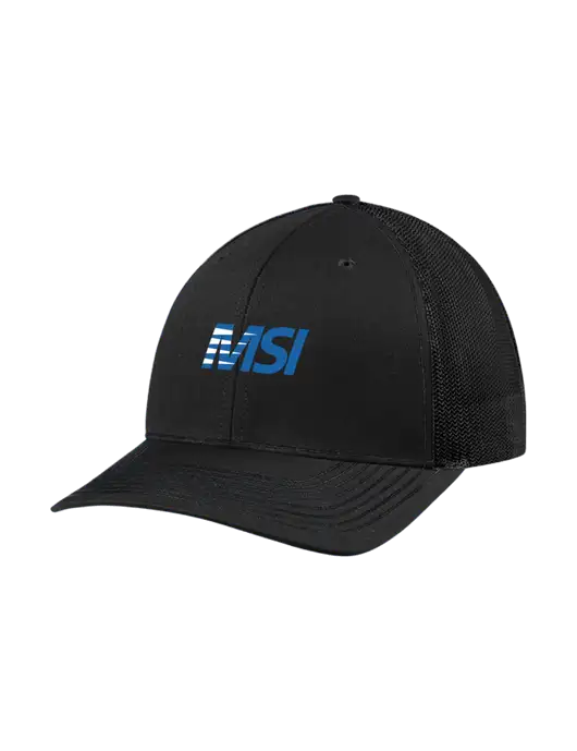 Richardson Adjustable Snapback Original 112 Trucker Cap Black w/Black Mesh w/MSI Icon logo