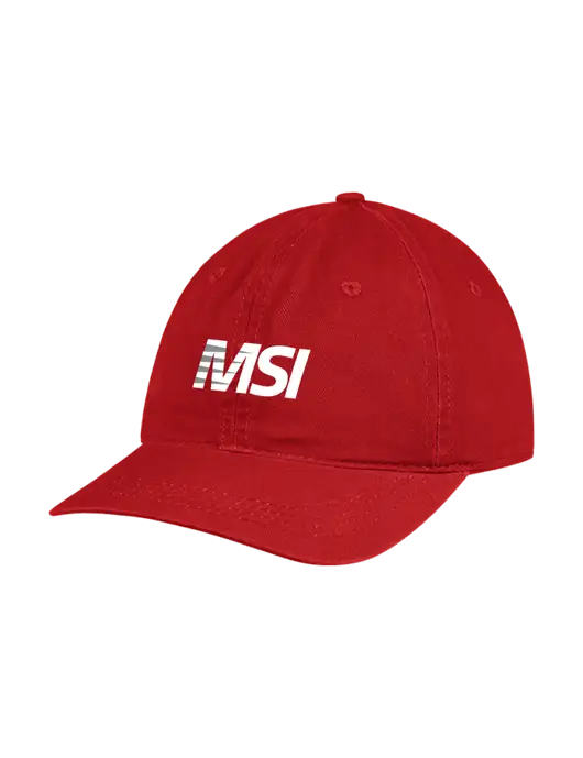 Garment Washed Unstructured Twill Red Cap w/MSI Icon logo