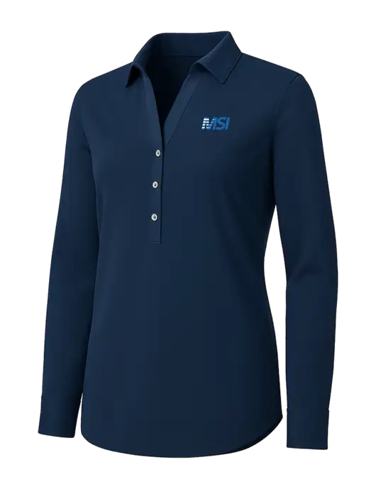 Womens Navy City Stretch Shirt w/MSI Icon logo