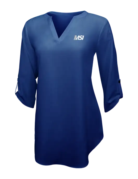 Dark Royal Womens 3/4 Sleeve Tunic Blouse w/MSI Icon logo