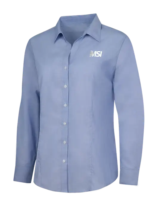 Light Slate Blue Womens Crosshatch Easy Care Shirt w/MSI Icon logo