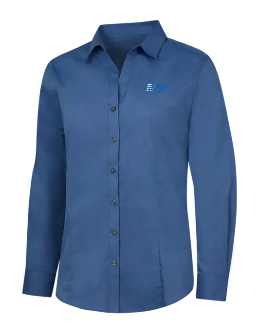 Light Navy Womens Crosshatch Easy Care Shirt w/MSI Icon logo