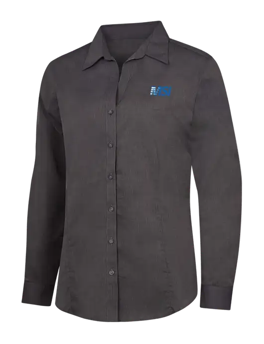 Womens Soft Black Crosshatch Easy Care Shirt w/MSI Icon logo