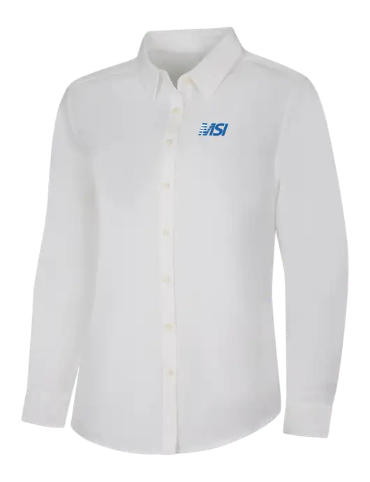 Womens White Long Sleeve Superpro React Twill Shirt w/MSI Icon logo