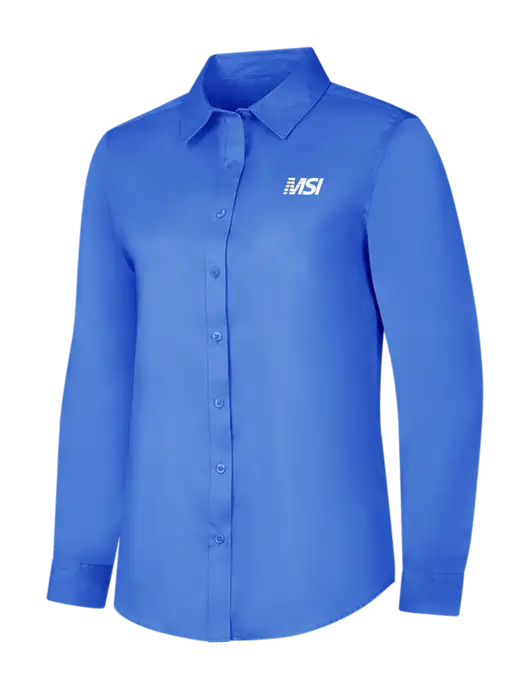 Dark Carolina Blue Womens Long Sleeve Superpro React Twill Shirt w/MSI Icon logo