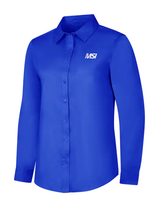 Womens Long Sleeve Dark Royal Superpro React Twill Shirt w/MSI Icon logo