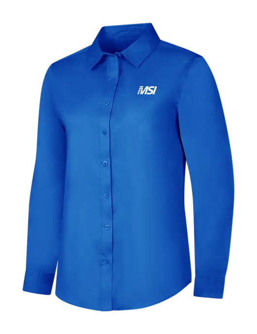 Womens Long Sleeve Royal Blue Superpro React Twill Shirt w/MSI Icon logo