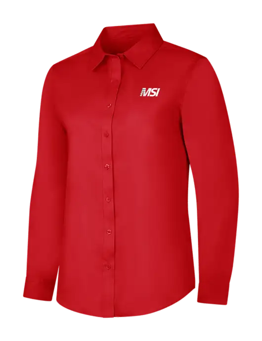 Red Womens Long Sleeve Superpro React Twill Shirt w/MSI Icon logo