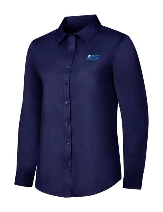 Navy Womens Long Sleeve Superpro React Twill Shirt w/MSI Icon logo