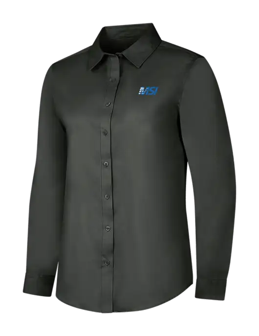 Dark Grey Womens Long Sleeve Superpro React Twill Shirt w/MSI Icon logo