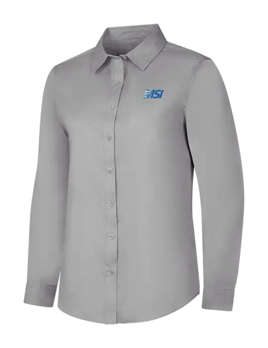 Light Grey Womens Long Sleeve Superpro React Twill Shirt w/MSI Icon logo