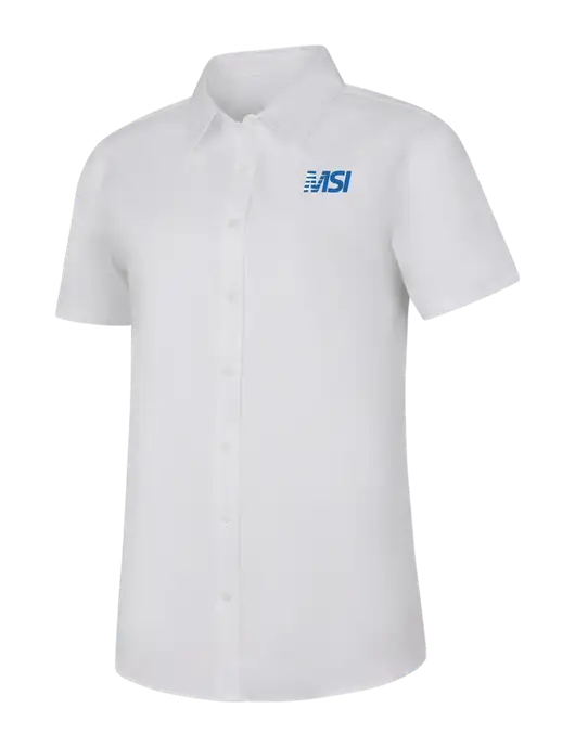 Womens White Short Sleeve Superpro React Twill Shirt w/MSI Icon logo