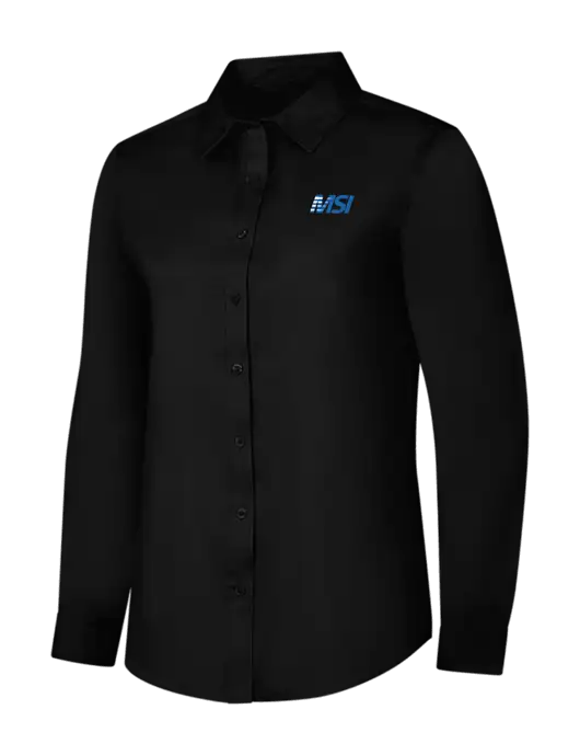 Womens Black Long Sleeve Superpro React Twill Shirt w/MSI Icon logo