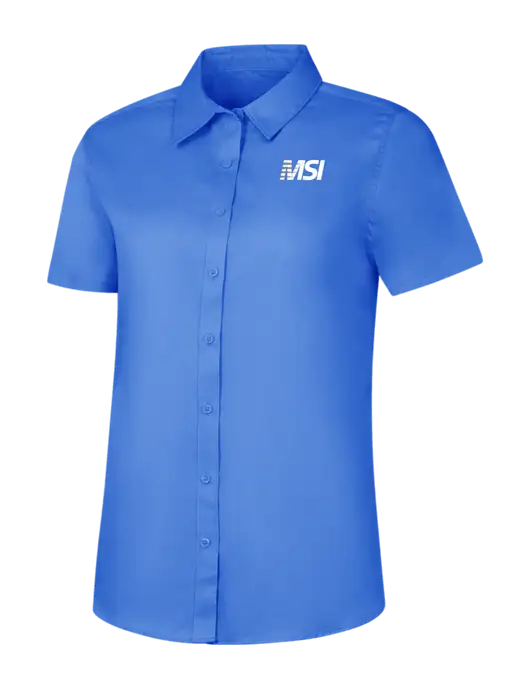 Womens Dark Carolina Blue Short Sleeve Superpro React Twill Shirt w/MSI Icon logo
