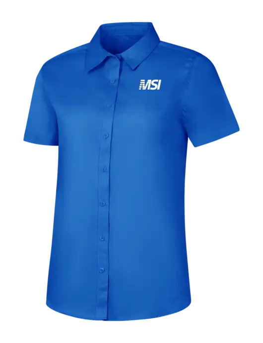 Womens Short Sleeve Royal Blue Superpro React Twill Shirt w/MSI Icon logo