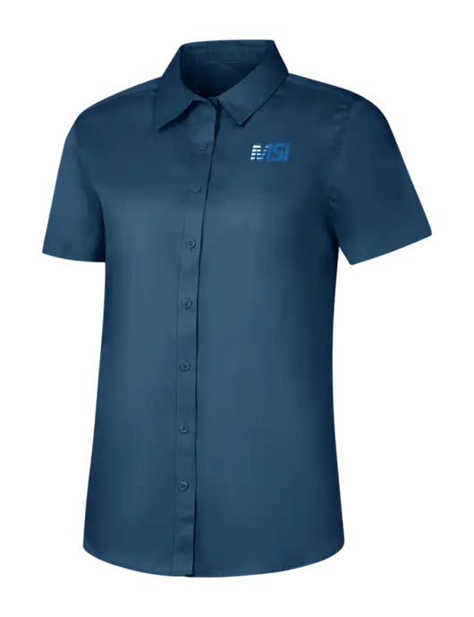 Womens Light Navy Short Sleeve Superpro React Twill Shirt w/MSI Icon logo