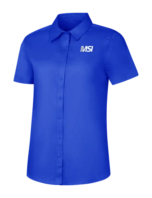 Womens Short Sleeve Dark Royal Superpro React Twill Shirt w/MSI Icon logo