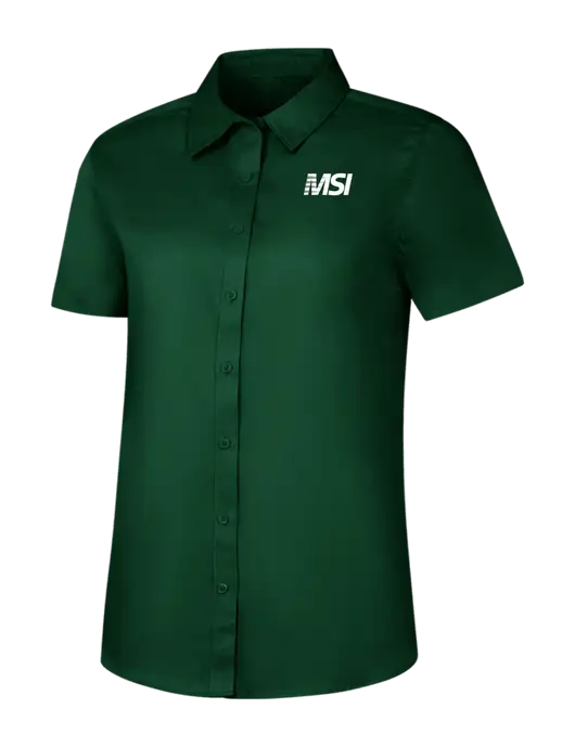 Womens Dark Green Short Sleeve Superpro React Twill Shirt w/MSI Icon logo