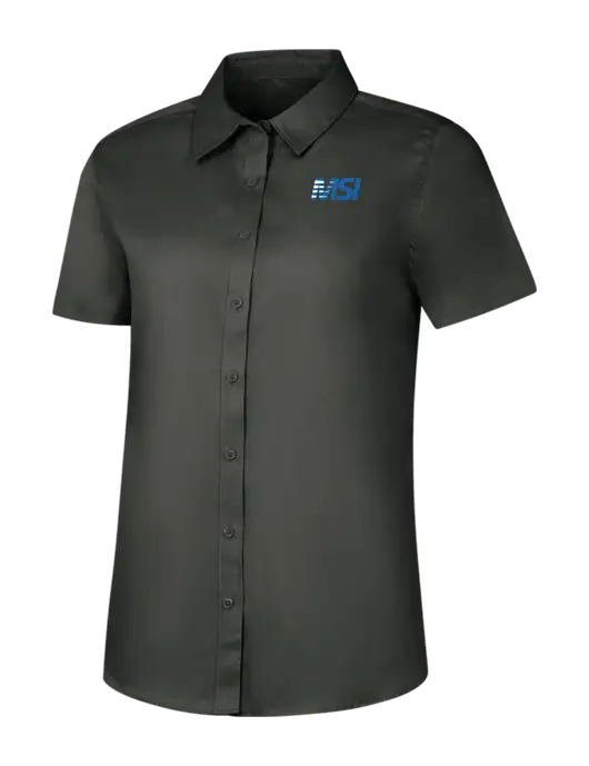 Womens Dark Grey Short Sleeve Superpro React Twill Shirt w/MSI Icon logo