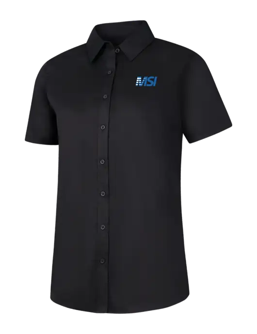 Womens Black Short Sleeve Superpro React Twill Shirt w/MSI Icon logo