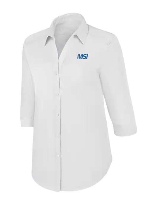 Womens White 3/4 Sleeve Carefree Poplin Shirt w/MSI Icon logo