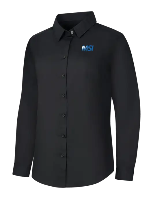 Womens Black Long Sleeve Carefree Poplin Shirt w/MSI Icon logo