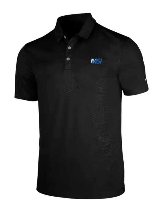 NIKE Black Dri-Fit Embossed Tri-Blade Polo w/MSI Icon logo