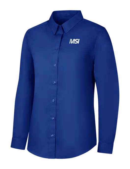 Womens Royal Long Sleeve Carefree Poplin Shirt w/MSI Icon logo