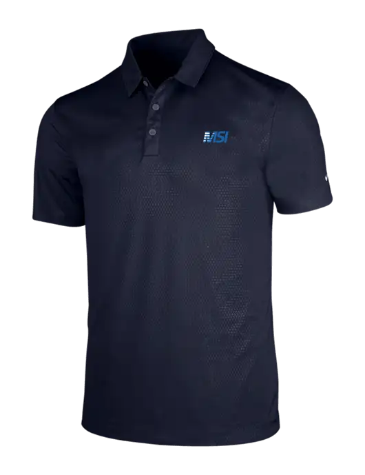 NIKE Dark Navy Dri-Fit Embossed Tri-Blade Polo w/MSI Icon logo