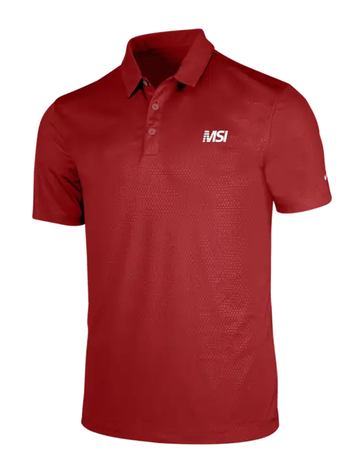 NIKE Red Dri-Fit Embossed Tri-Blade Polo w/MSI Icon logo
