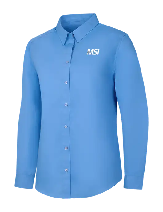Womens Carolina Blue Long Sleeve Carefree Poplin Shirt w/MSI Icon logo