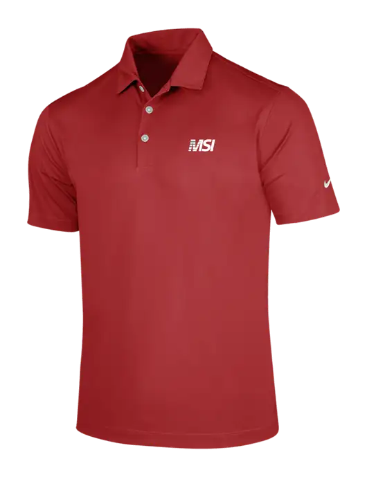 NIKE Red Dri-Fit Vertical Mesh Polo w/MSI Icon logo
