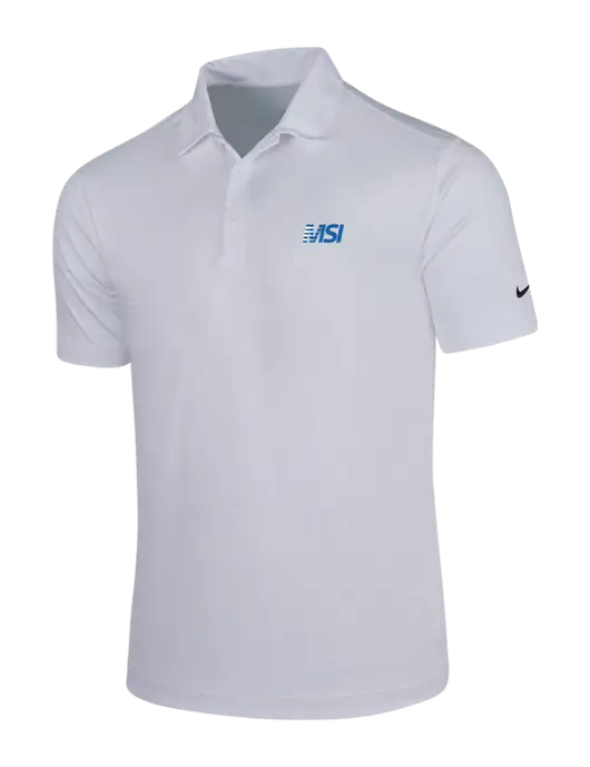 NIKE White Dri-Fit Vertical Mesh Polo w/MSI Icon logo