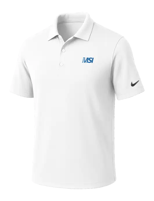 NIKE White Dri-Fit Micro Pique Polo w/MSI Icon logo