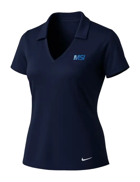 NIKE Dark Navy Womens Dri-Fit Vertical Mesh Polo w/MSI Icon logo