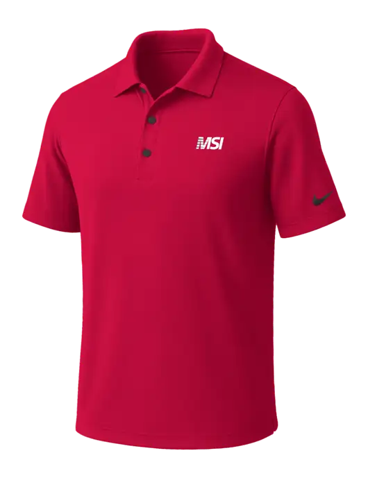 NIKE Red Dri-Fit Micro Pique Polo w/MSI Icon logo