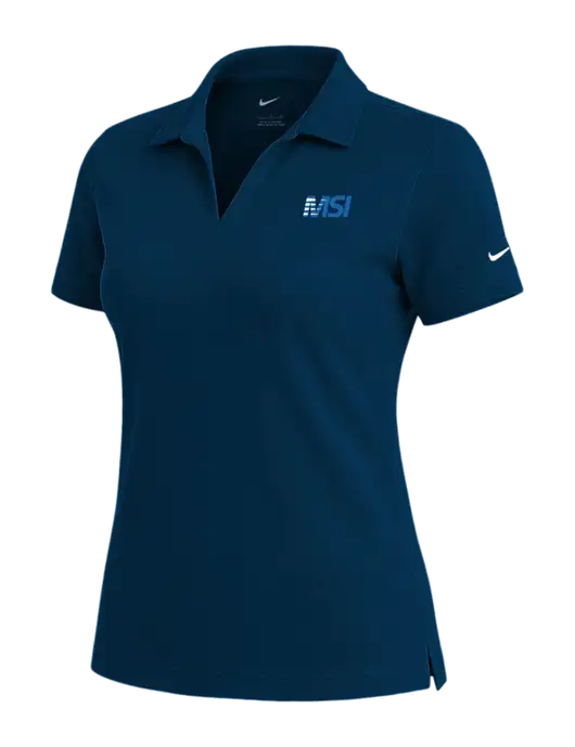 NIKE Navy Womens Dri-Fit Micro Pique Polo w/MSI Icon logo