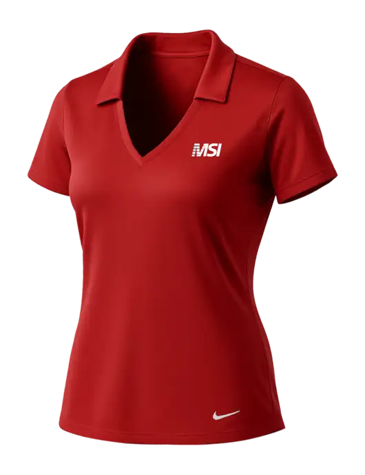 NIKE Red Womens Dri-Fit Vertical Mesh Polo w/MSI Icon logo