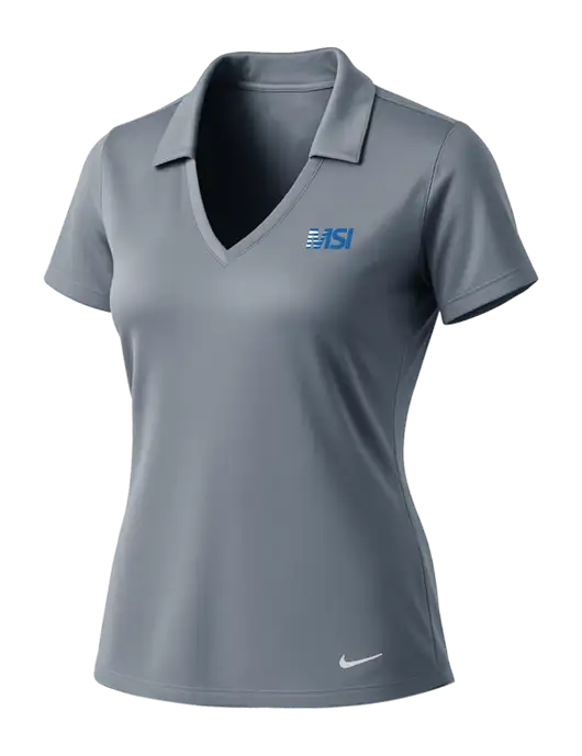 NIKE Medium Grey Womens Dri-Fit Vertical Mesh Polo w/MSI Icon logo