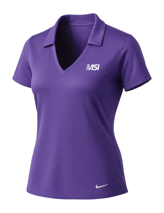 NIKE Purple Womens Dri-Fit Vertical Mesh Polo w/MSI Icon logo