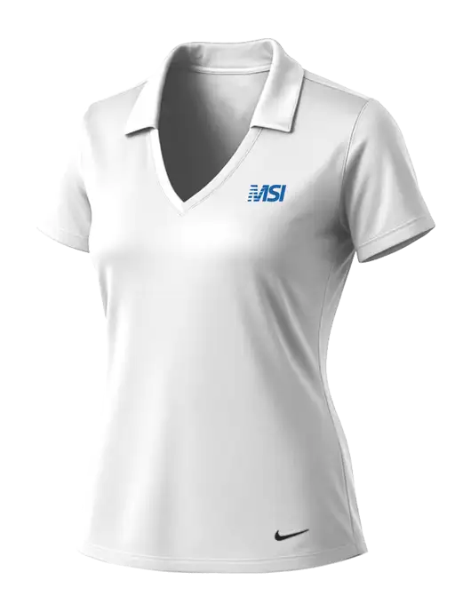 NIKE White Womens Dri-Fit Vertical Mesh Polo w/MSI Icon logo