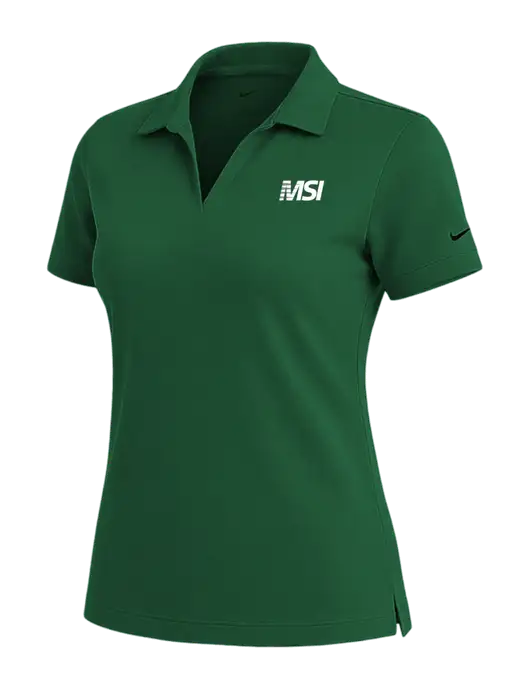 NIKE Dark Green Womens Dri-Fit Micro Pique Polo w/MSI Icon logo
