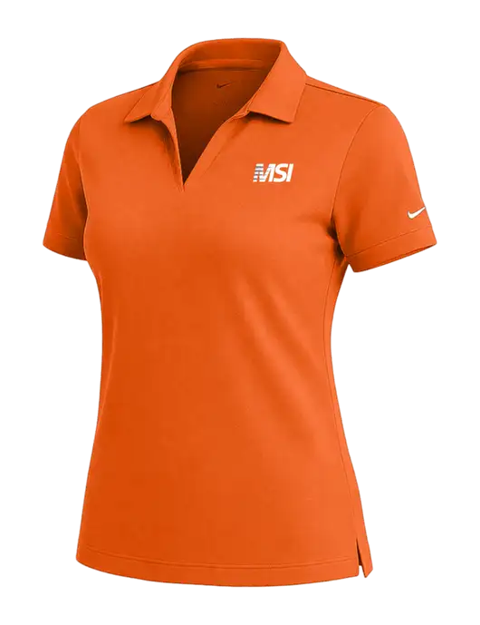 NIKE Orange Womens Dri-Fit Micro Pique Polo w/MSI Icon logo
