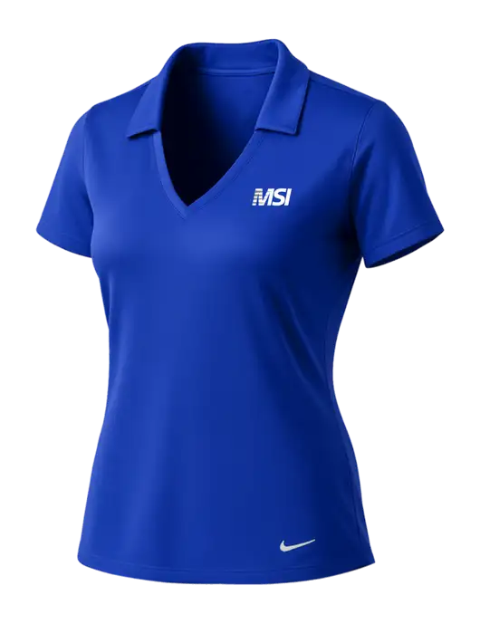 NIKE Dark Royal Womens Dri-Fit Vertical Mesh Polo w/MSI Icon logo